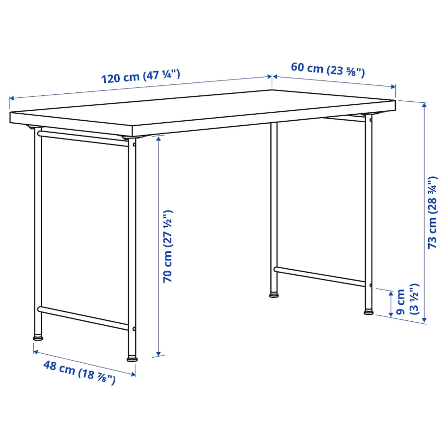 Письменный стол - IKEA LAGKAPTEN SPÄND/SPAND/СПЭНД ЛАГКАПТЕН ИКЕА, 120x60см, под беленый дуб (изображение №5)