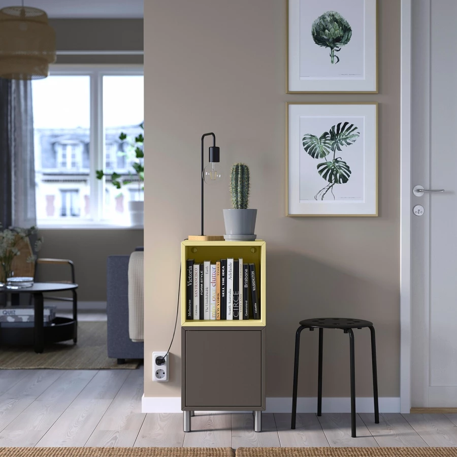 Комбинация для хранения - EKET IKEA/ ЭКЕТ ИКЕА,  80х35х70 см,  темно-серый/желтый (изображение №3)