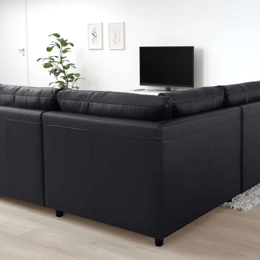 4-местный угловой диван- IKEA VIMLE, 249х98х80 см, черный, кожа, ВИМЛЕ ИКЕА (изображение №3)