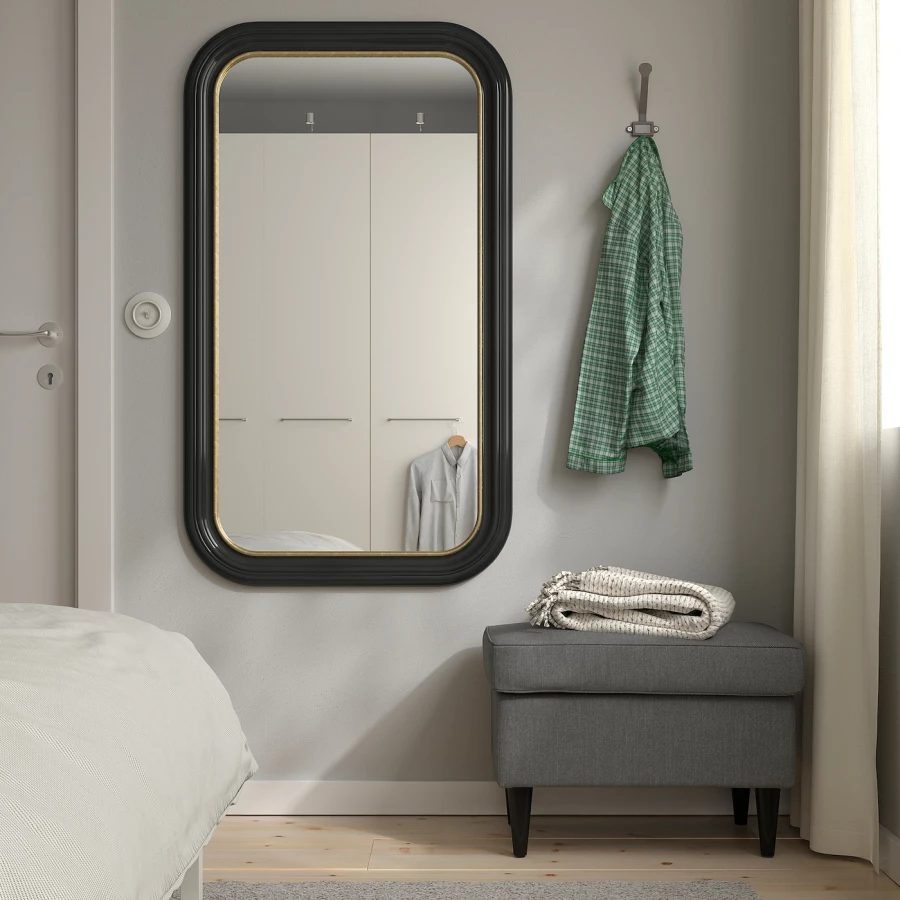 Настенное зеркало - ALMARÖD / ALMARОD  IKEA/ АЛМАРОД ИКЕА, 70x120 см, черный (изображение №2)
