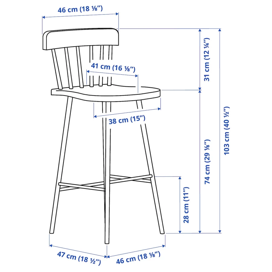 Барный стул - IKEA NORRARYD/ИКЕА НОРРАРИД,  46х47х103 см, черный (изображение №6)
