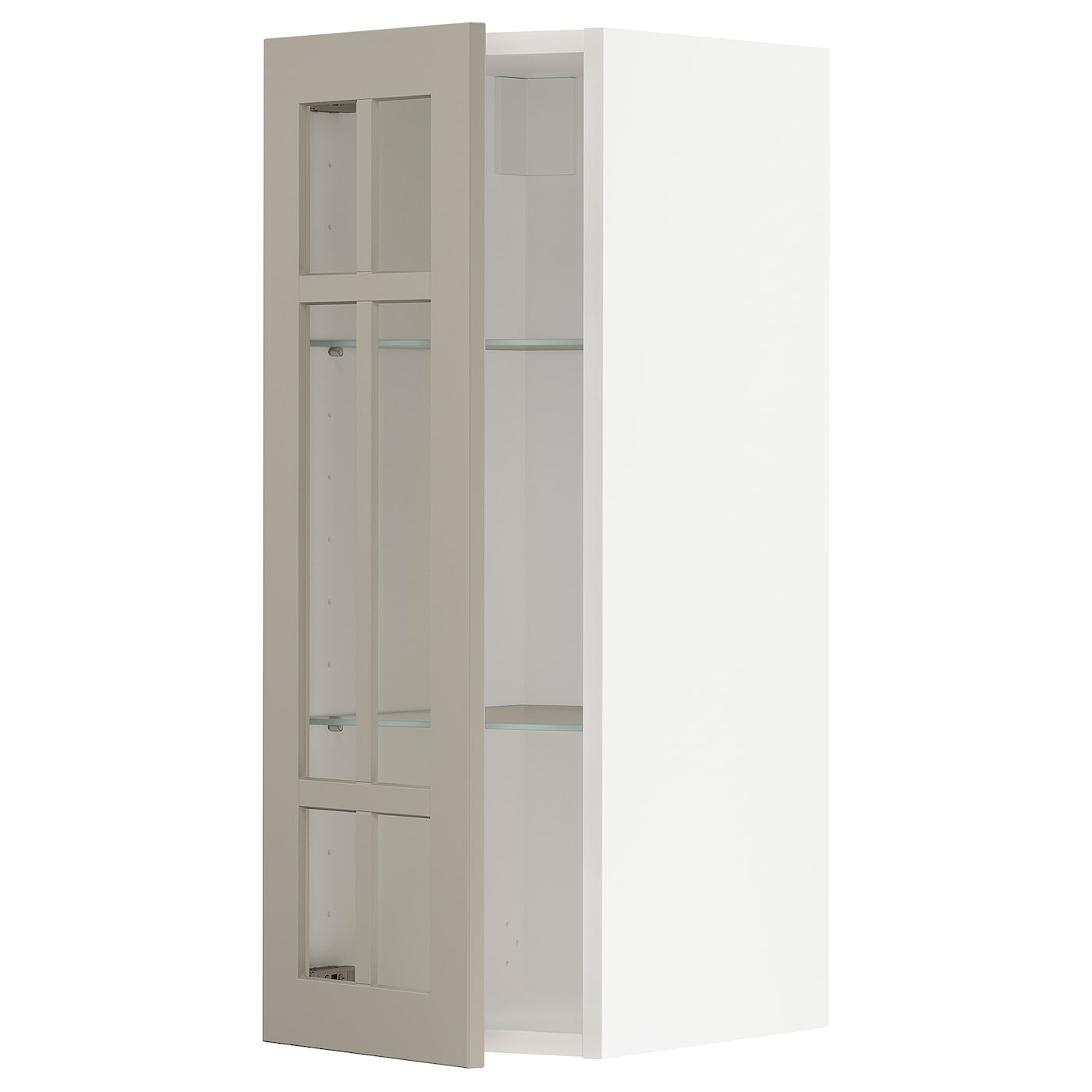Шкаф со стеклянными дверцами  - METOD  IKEA/  МЕТОД ИКЕА, 80х30 см, белый/бежевый