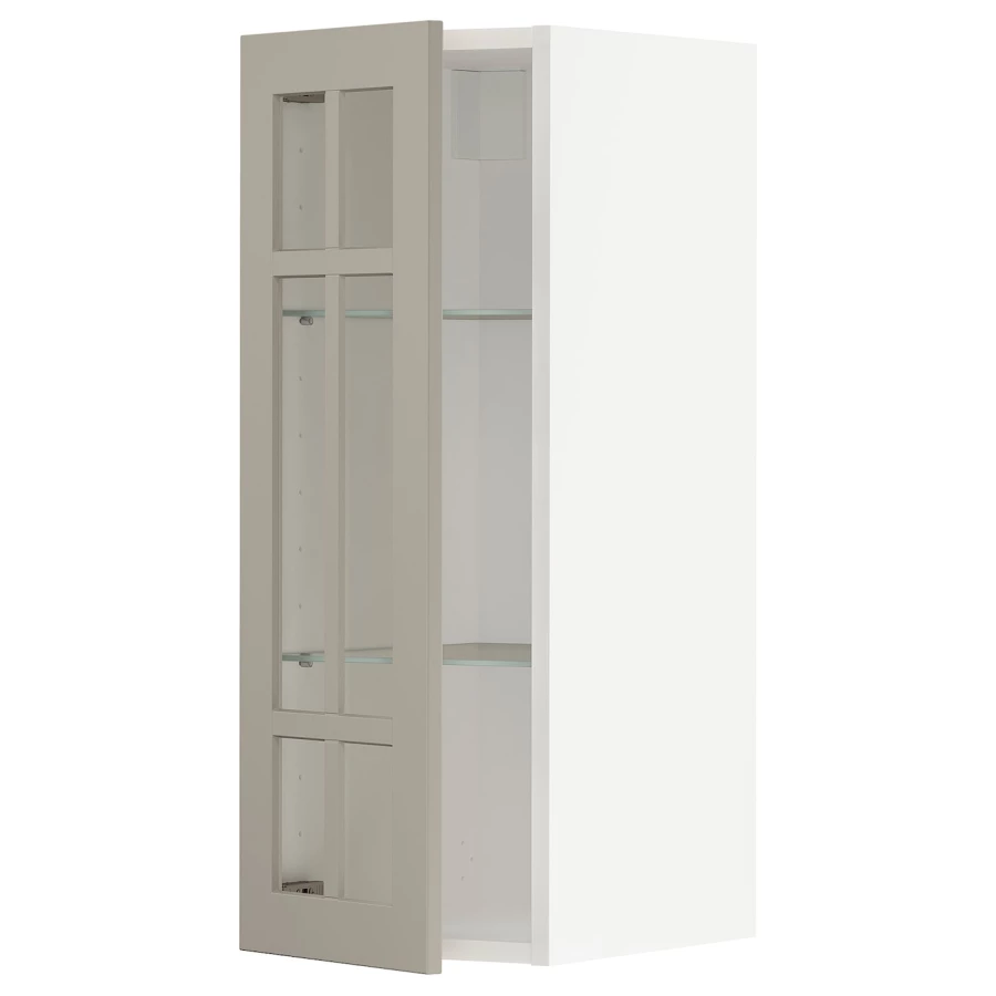 Шкаф со стеклянными дверцами  - METOD  IKEA/  МЕТОД ИКЕА, 80х30 см, белый/бежевый (изображение №1)