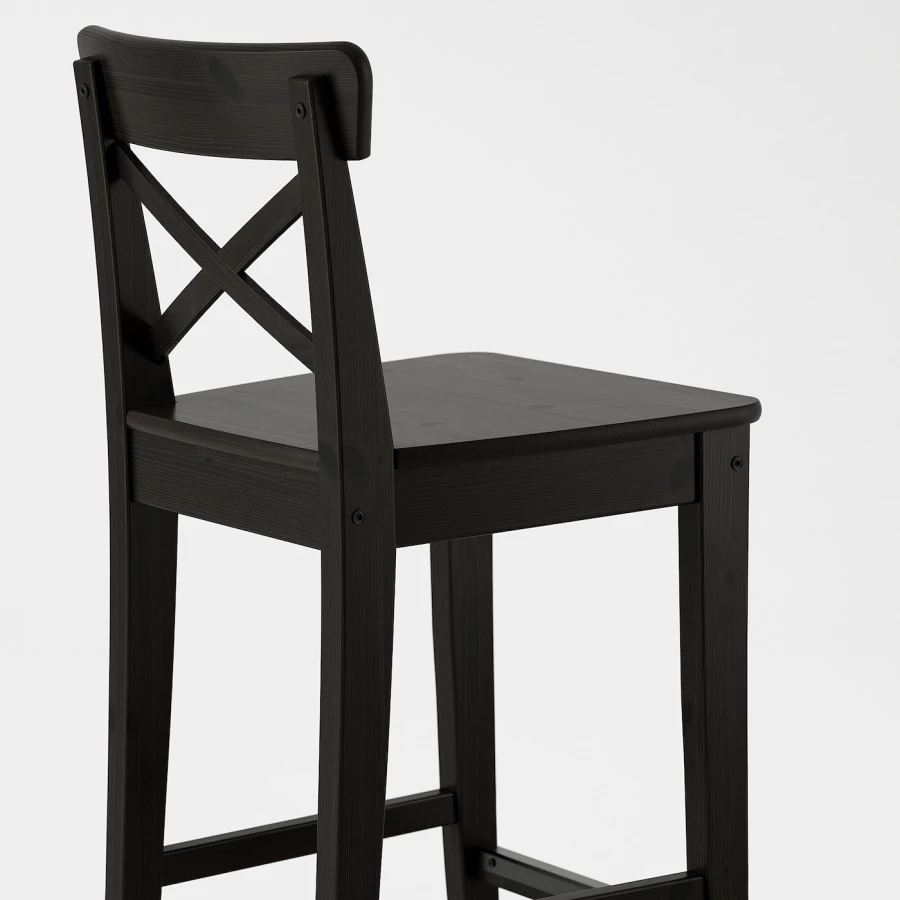 Барный стул со спинкой - INGOLF IKEA/ИНГОЛЬФ ИКЕА, 102х39х45 см, черный (изображение №4)