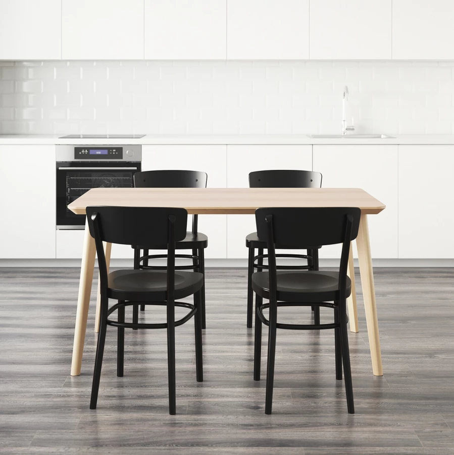 Кухонный стол - LISABO/IDOLF  IKEA/ ЛИСАБО/ИДОЛЬФ  ИКЕА, 140х78х74 см, черный/бежевый (изображение №3)