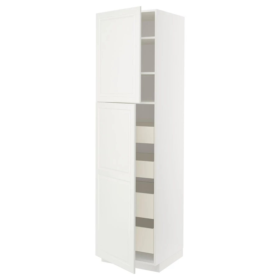 Высокий шкаф с ящиками - IKEA METOD/MAXIMERA/МЕТОД/МАКСИМЕРА ИКЕА, 220х60х60 см, белый/кремовый (изображение №1)