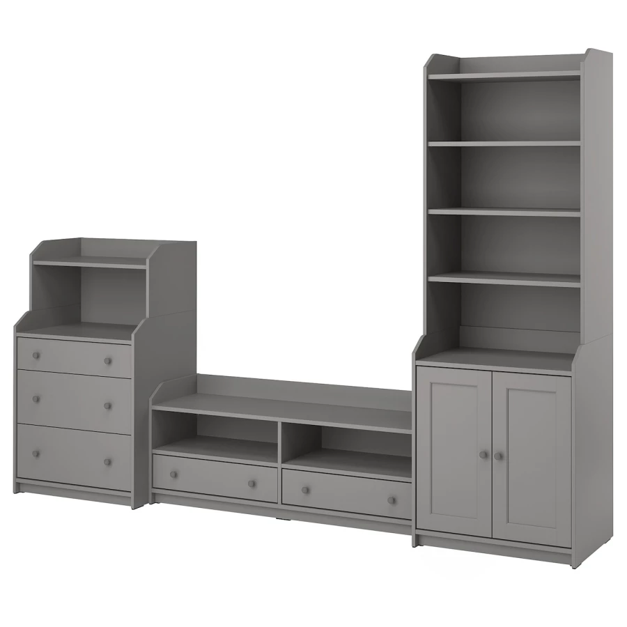 Шкаф для ТВ - IKEA HAUGA, 199x46x277см, серый, ХАУГА ИКЕА (изображение №1)