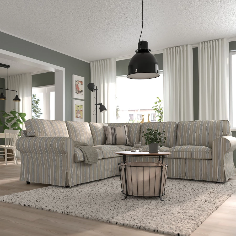 4-местный угловой диван - IKEA EKTORP, 88x243см, бежевый/серый, ЭКТОРП ИКЕА (изображение №2)