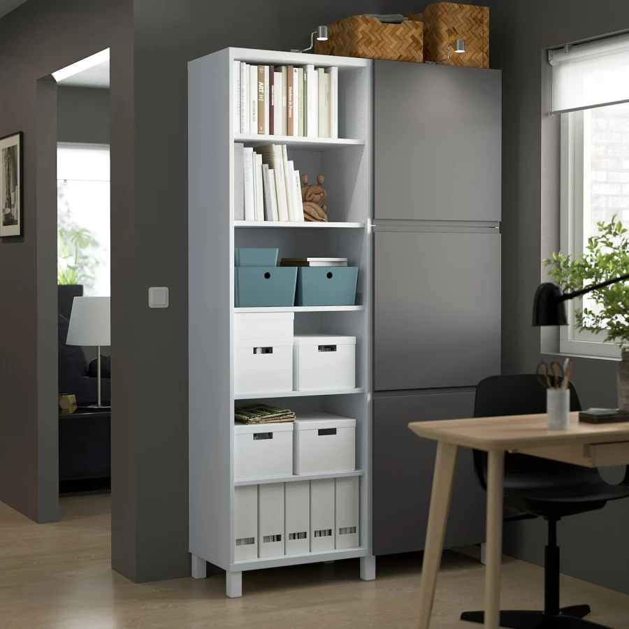 Книжный шкаф с дверцей - IKEA BESTA, 120x42x202 см, белый, БЕСТО ИКЕА (изображение №3)