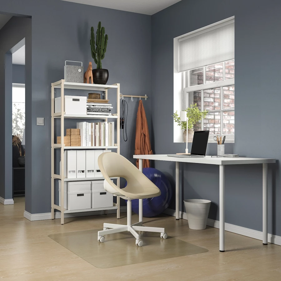Письменный стол - IKEA LAGKAPTEN/ADILS, 140х60 см, белый, ЛАГКАПТЕН/АДИЛЬС ИКЕА (изображение №4)