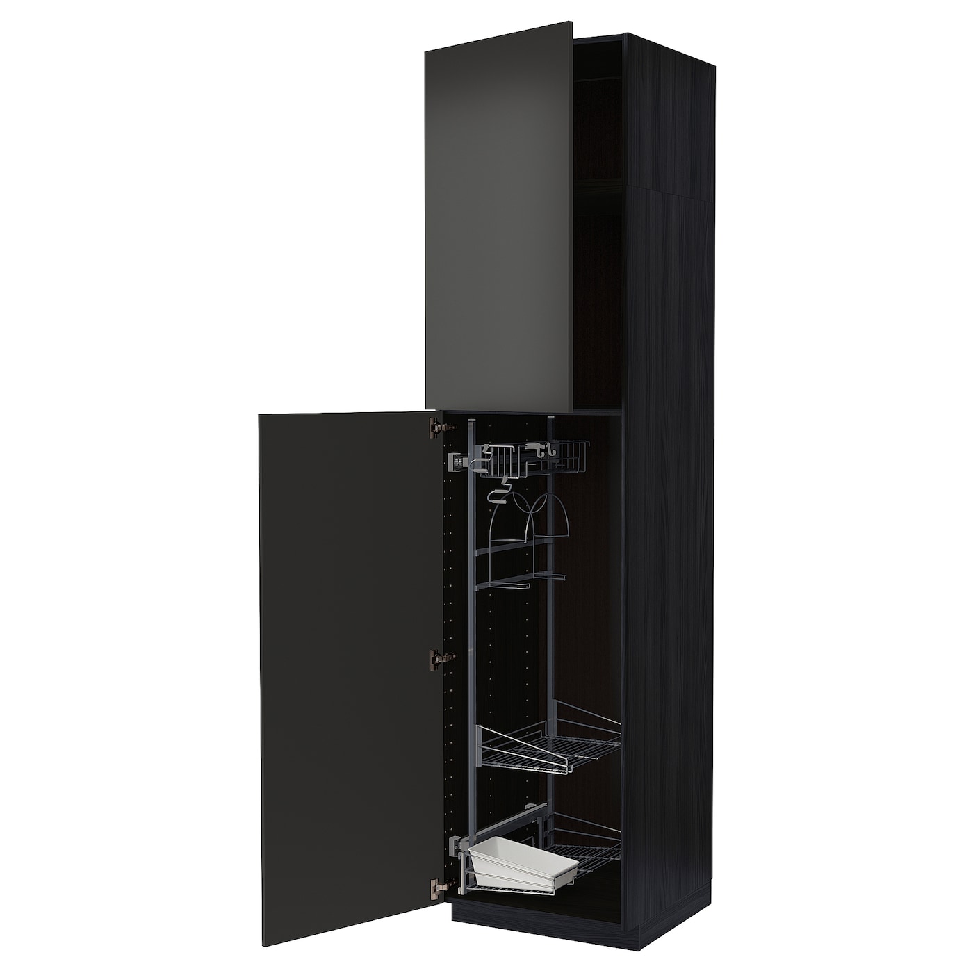 Высокий шкаф/бытовой - IKEA METOD/МЕТОД ИКЕА, 240х60х60 см, черный