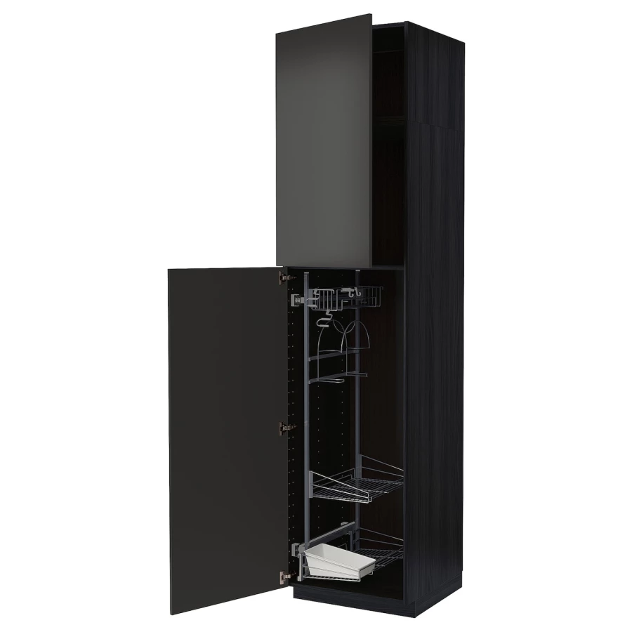 Высокий шкаф/бытовой - IKEA METOD/МЕТОД ИКЕА, 240х60х60 см, черный (изображение №1)