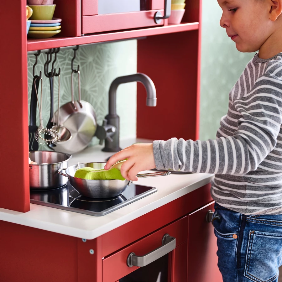Игровая кухня - IKEA DUKTIG, 72x40x109 см, красный/белый  ДУКТИГ ИКЕА (изображение №3)