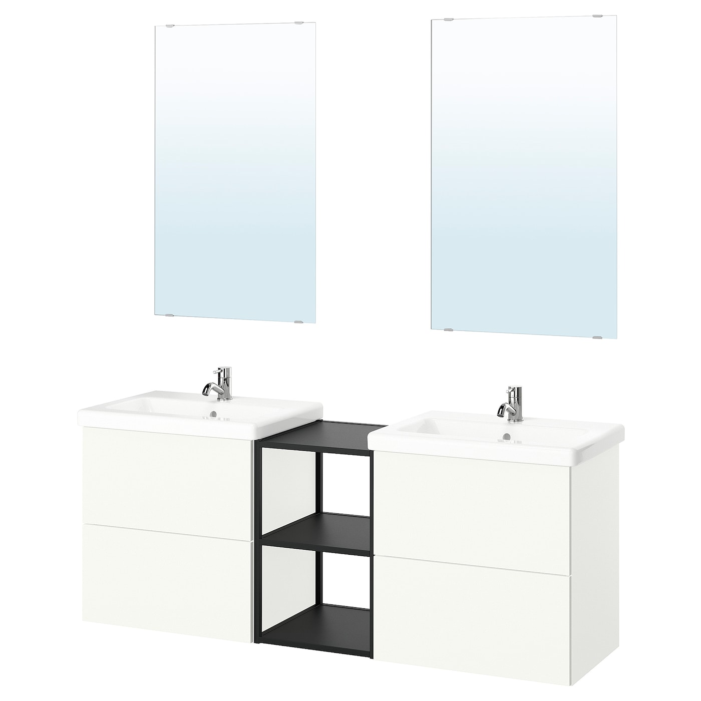 Комбинация для ванной - IKEA ENHET, 164х43х65 см, белый/антрацит, ЭНХЕТ ИКЕА