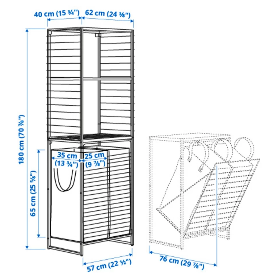 Шкаф - JOSTEIN  IKEA/ ЙОСТЕЙН  ИКЕА, 180х62 см , белый (изображение №6)