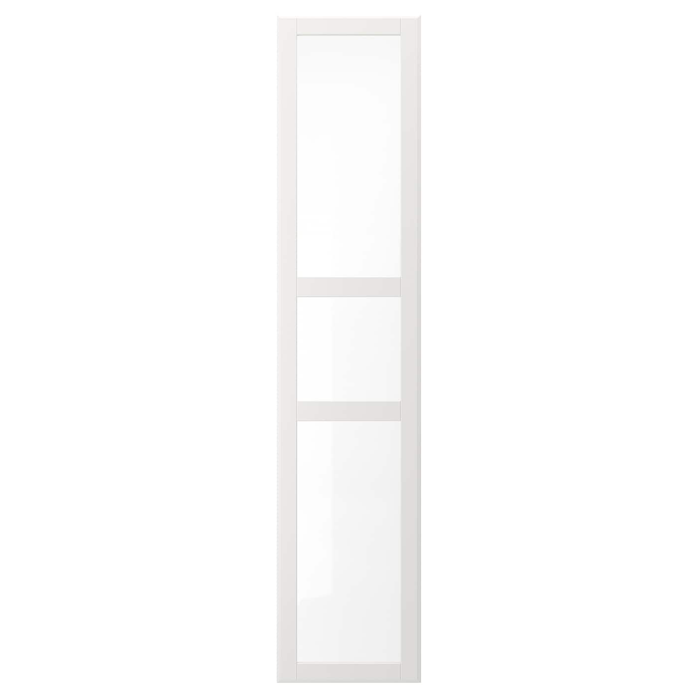 Дверь с петлями - TYSSEDAL  IKEA/  ТИССЕДАЛЬ ИКЕА, 229х50 см,  прозрачный/белый