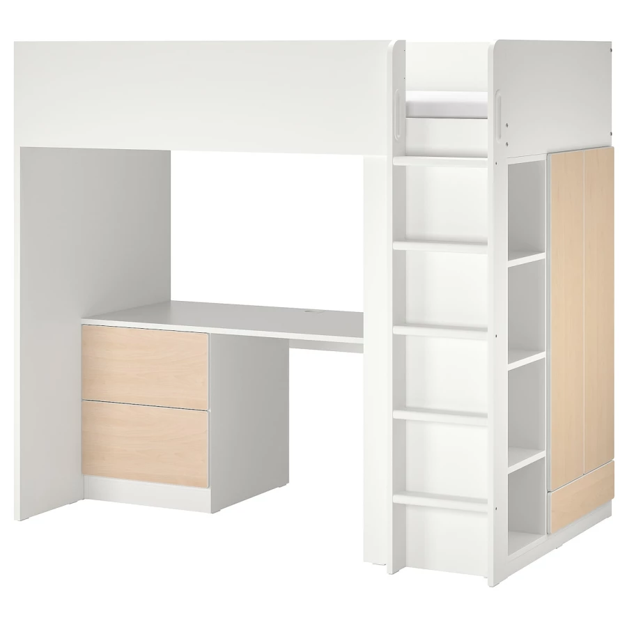 Кровать-чердак - SMÅSTAD / SMÅSTAD IKEA/СМОСТАД ИКЕА,  182х104 см,  белый (изображение №1)