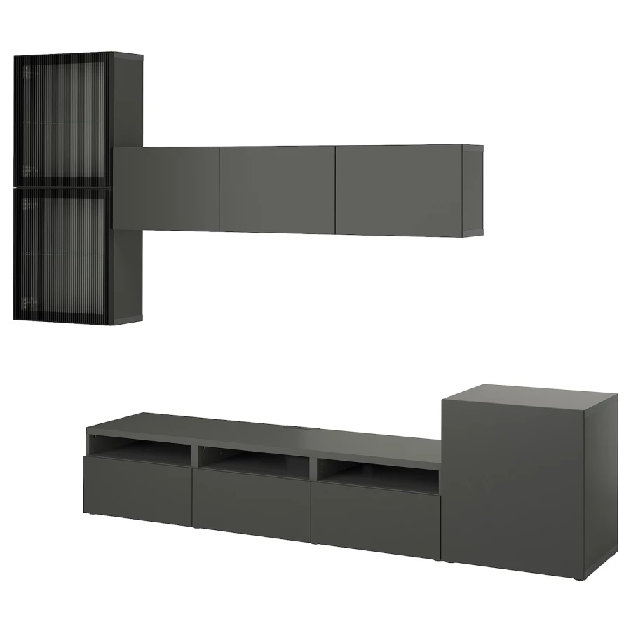 Комбинация для хранения ТВ - IKEA BESTÅ/BESTA, 211x42x300см, черный, БЕСТО ИКЕА (изображение №1)
