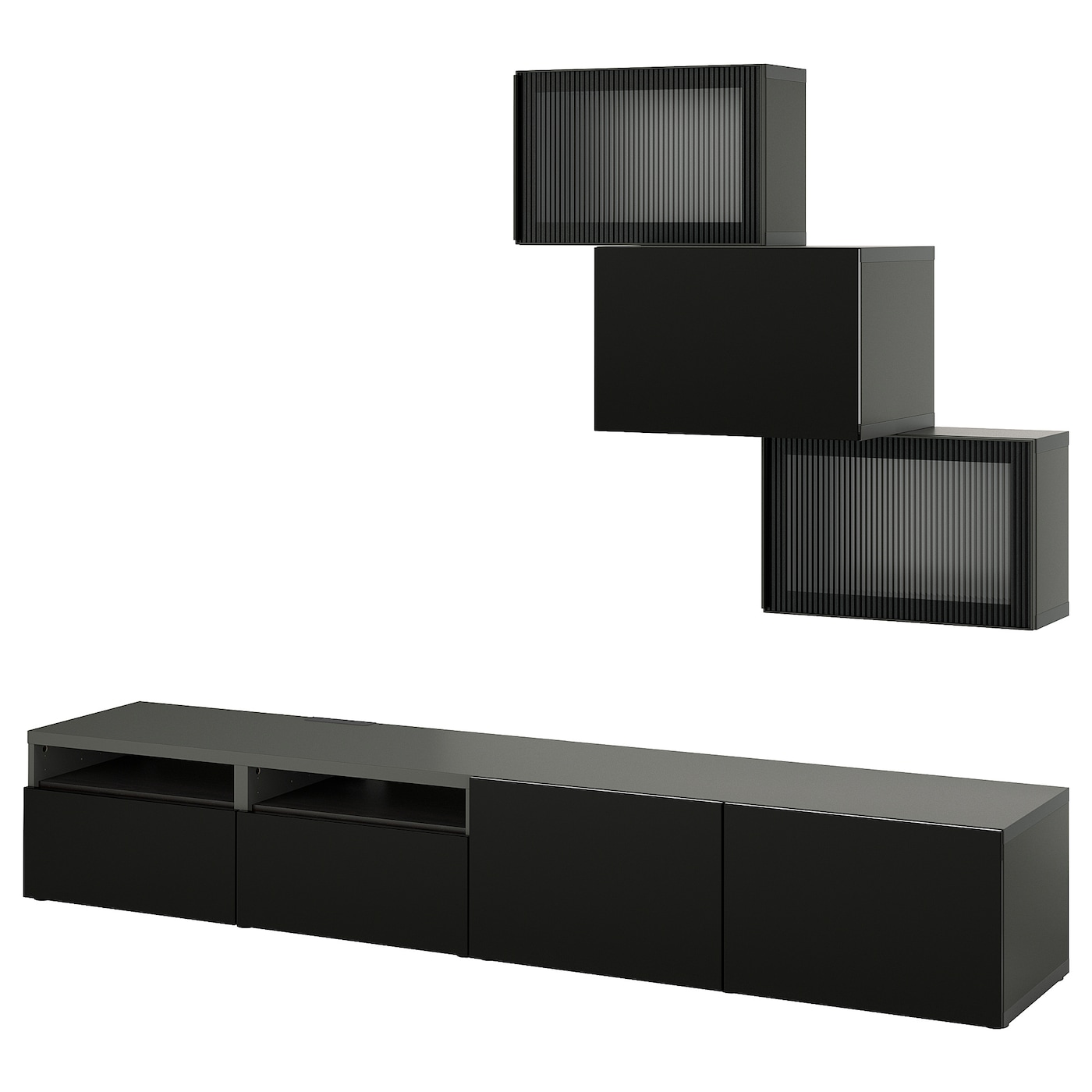 Комбинация для хранения ТВ - IKEA BESTÅ/BESTA, 190x42x240см, черный, БЕСТО ИКЕА