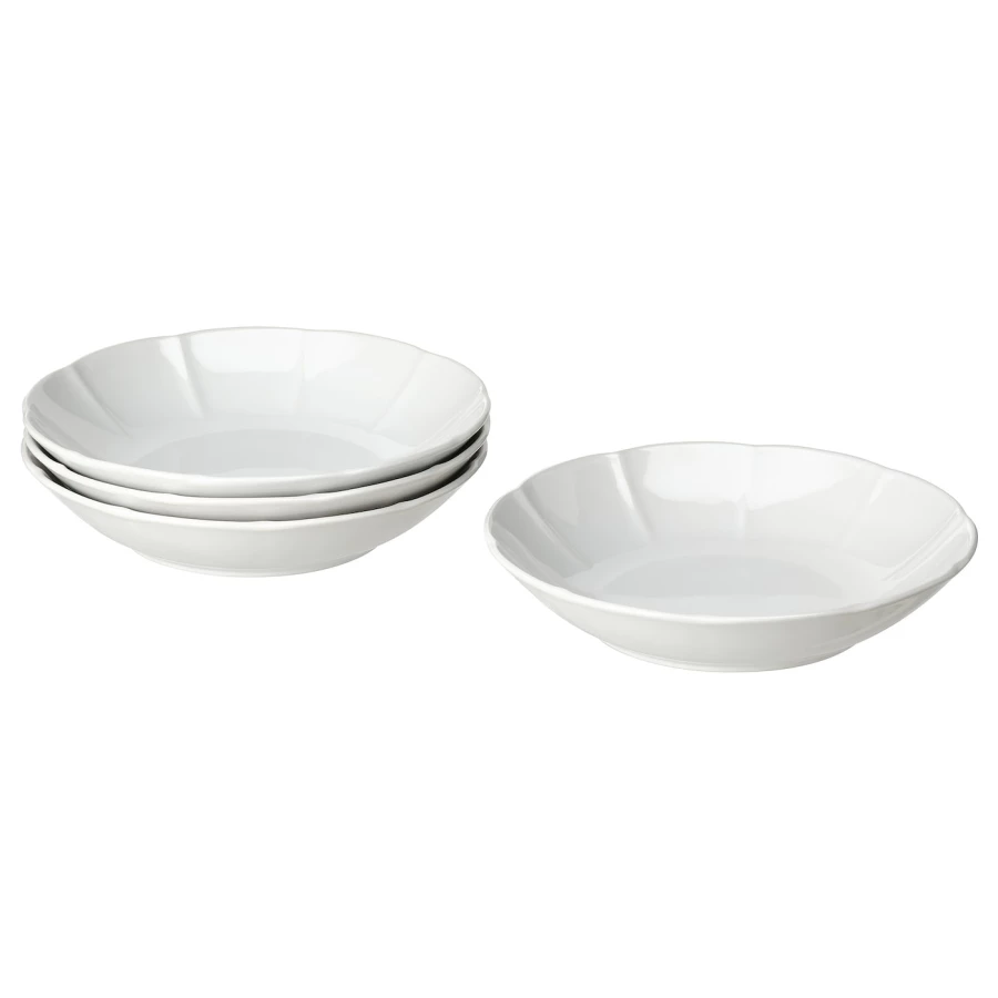 Набор тарелок, 4 шт. - IKEA STRIMMIG, 23 см, белый, СТРИММИГ ИКЕА (изображение №1)