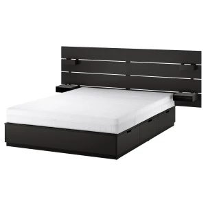 Каркас кровати с контейнером и матрасом - IKEA NORDLI, 200х140 см, черный, НОРДЛИ ИКЕА