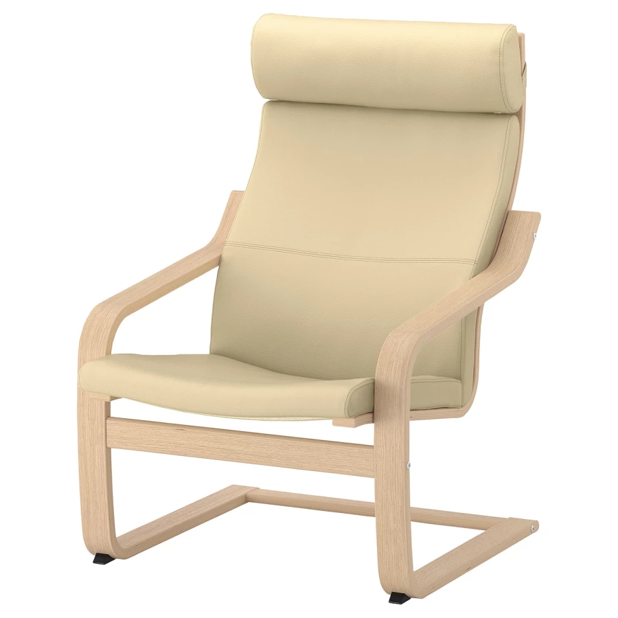 Кресло - IKEA POÄNG/POANG/ПОЭНГ ИКЕА, 68х82х100 см, бежевый (изображение №1)
