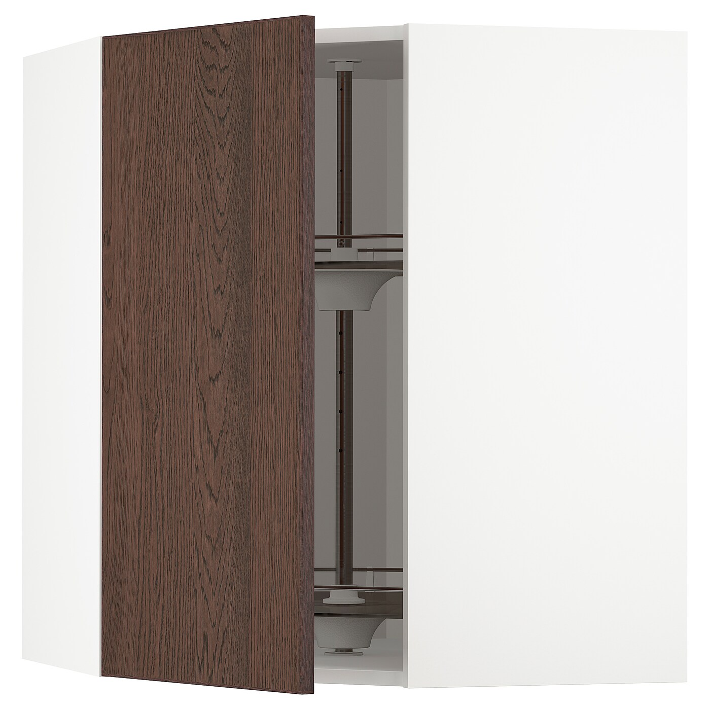 Угловой навесной шкаф с каруселью - METOD  IKEA/  МЕТОД ИКЕА, 80х68 см, белый/коричневый