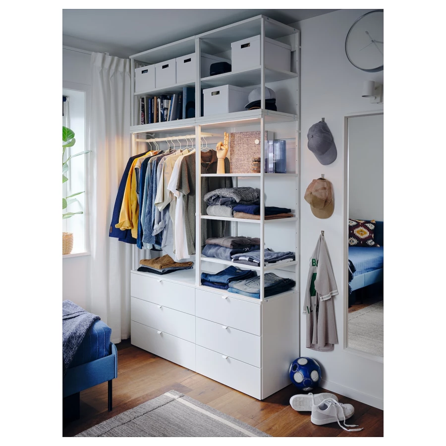 Шкаф с 6 ящиками - IKEA PLATSA/ПЛАТСА ИКЕА, 42х140х241 см, белый (изображение №2)