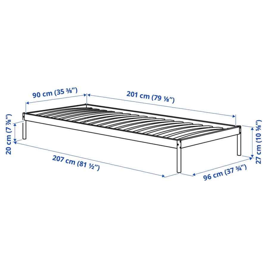 Каркас кровати - IKEA VEVELSTAD, 200х90 см, белый, ВЕВЕЛСТАД ИКЕА (изображение №6)
