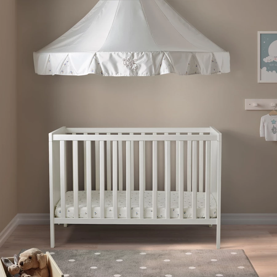Кровать для новорожденных - IKEA SUNDVIK, 60x120 см, белый, СУНДВИК ИКЕА (изображение №3)
