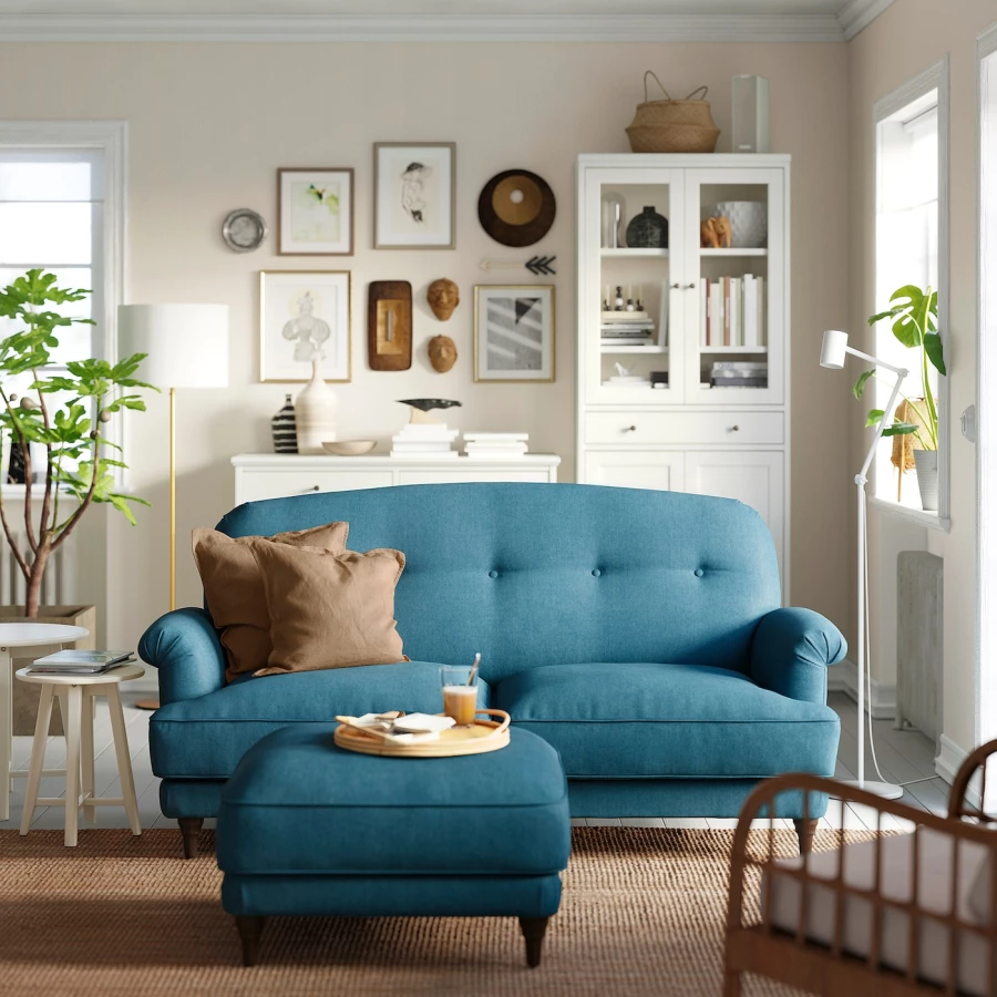 2-местный диван - IKEA ESSEBODA, 94x96x192cм, синий, ЭССЕБОДА ИКЕА (изображение №2)