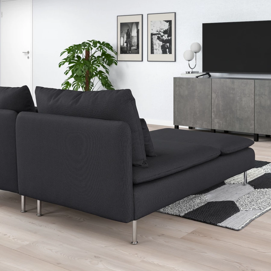 3-местный диван и шезлонг - IKEA SÖDERHAMN/SODERHAMN, 99x285см, черный, СЕДЕРХАМН ИКЕА (изображение №3)
