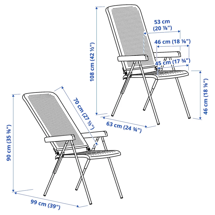 Регулируемый стул - IKEA TORPARÖ/TORPARO, 109x95x53см, белый, ТОРПАРЁ ИКЕА (изображение №6)