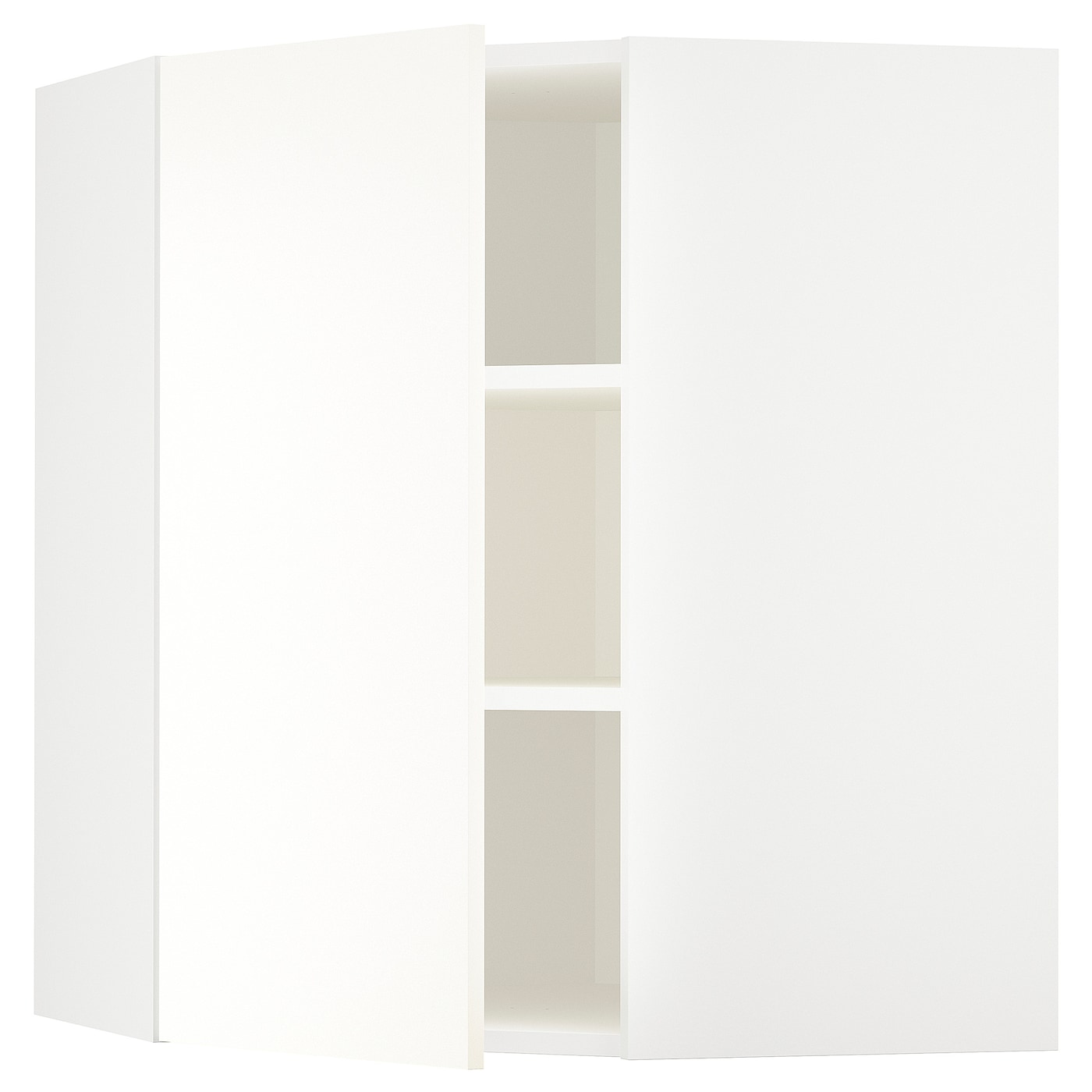 Угловой навесной шкаф с полками - METOD  IKEA/  МЕТОД ИКЕА, 80х68 см, белый/кремовый
