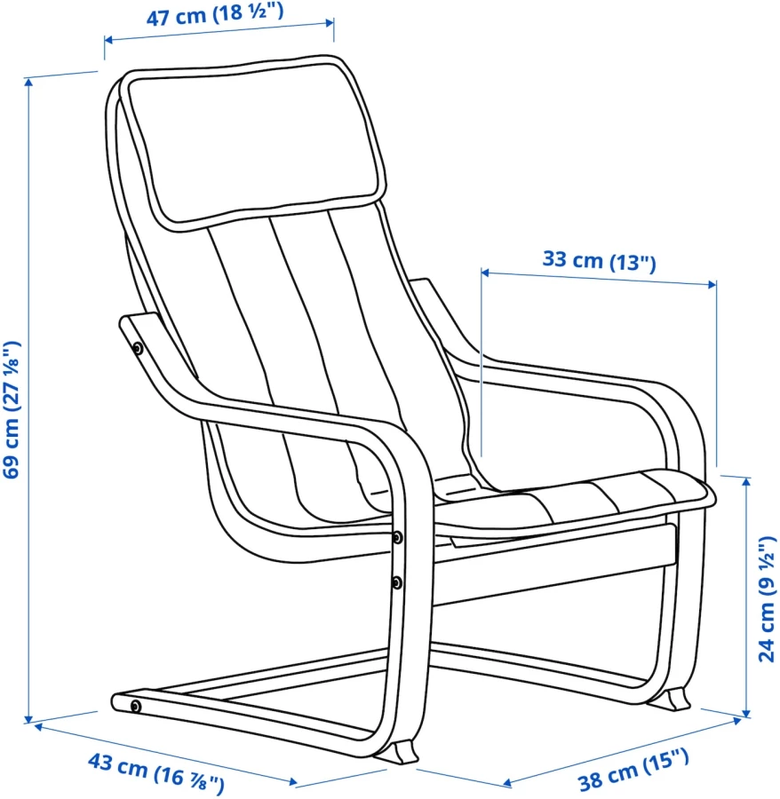 Кресло детское - POÄNG /POANG IKEA/ ПОЭНГ ИКЕА, 68х47 см, белый /желтый (изображение №3)
