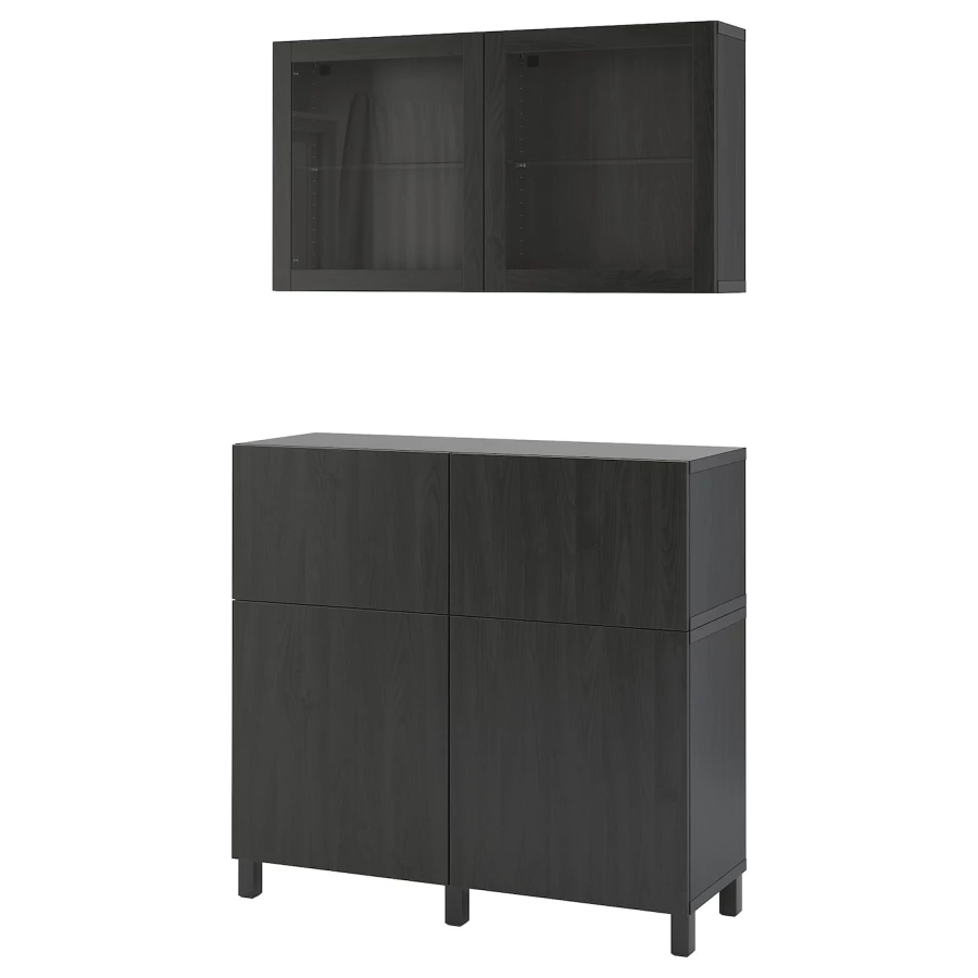 Комбинация для хранения - IKEA BESTÅ/BESTA /БЕСТА/БЕСТО ИКЕА, 120x42x213 см, черный, (изображение №1)