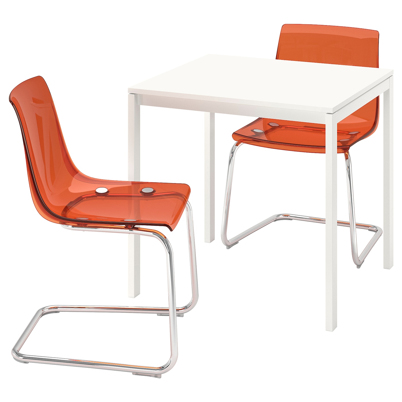 Кухонный стол - MELLTORP/TOBIAS IKEA/ МЕЛЛЬТОРП /ТОБИАС ИКЕА, 75х75 см, белый/оранжевый