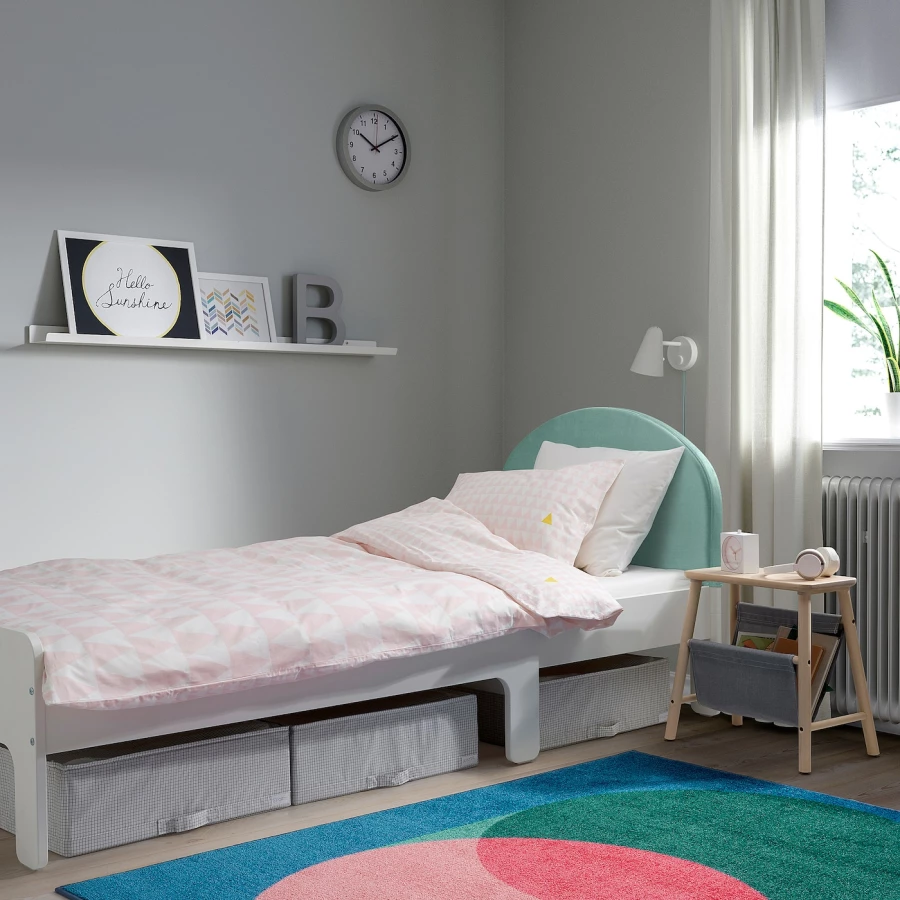 Выдвижной каркас кровати - SLÄKT/SLАKT  IKEA/ СЛЭКТ ИКЕА, 205х91х71 см, белый/зеленый (изображение №3)