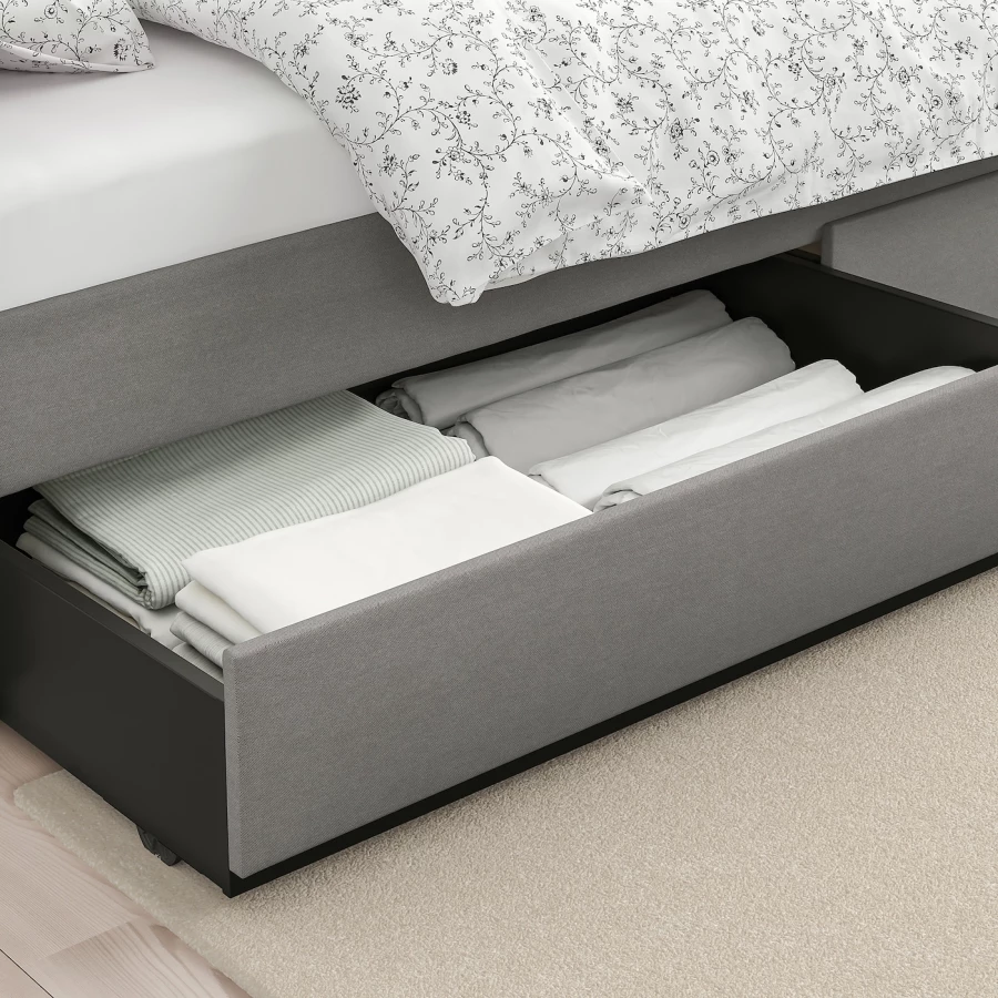 Основание для двуспальной кровати - IKEA HAUGA, 200х160 см, серый, ХАУГА ИКЕА (изображение №5)