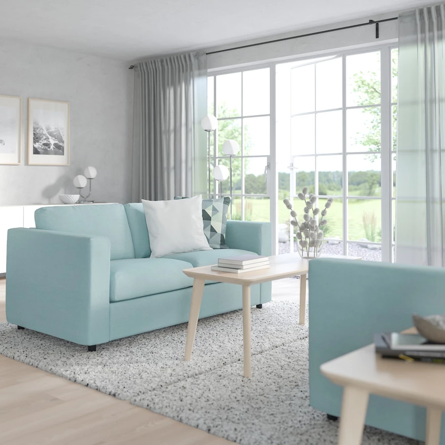 2-местный диван - IKEA VIMLE, 98x190см, голубой, ВИМЛЕ ИКЕА (изображение №3)