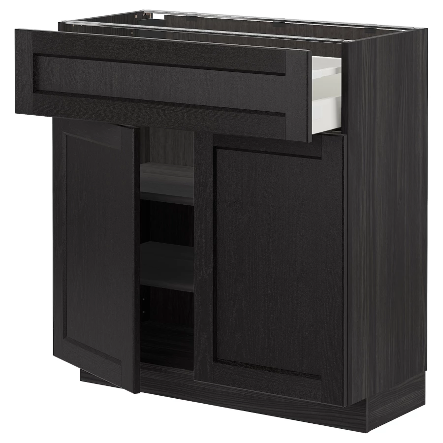 Напольный кухонный шкаф  - IKEA METOD MAXIMERA, 80x37x80см, черный, МЕТОД МАКСИМЕРА ИКЕА (изображение №1)