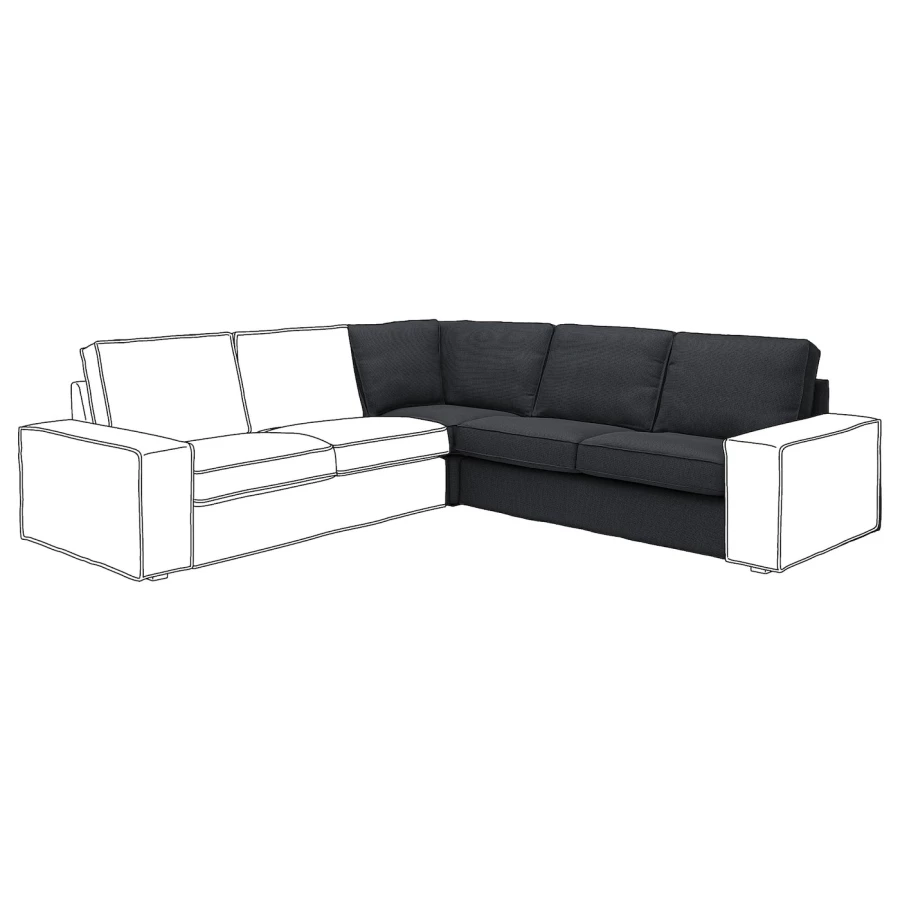 Чехол для углового дивана  - KIVIK IKEA/ КИВИК ИКЕА, черный (изображение №1)