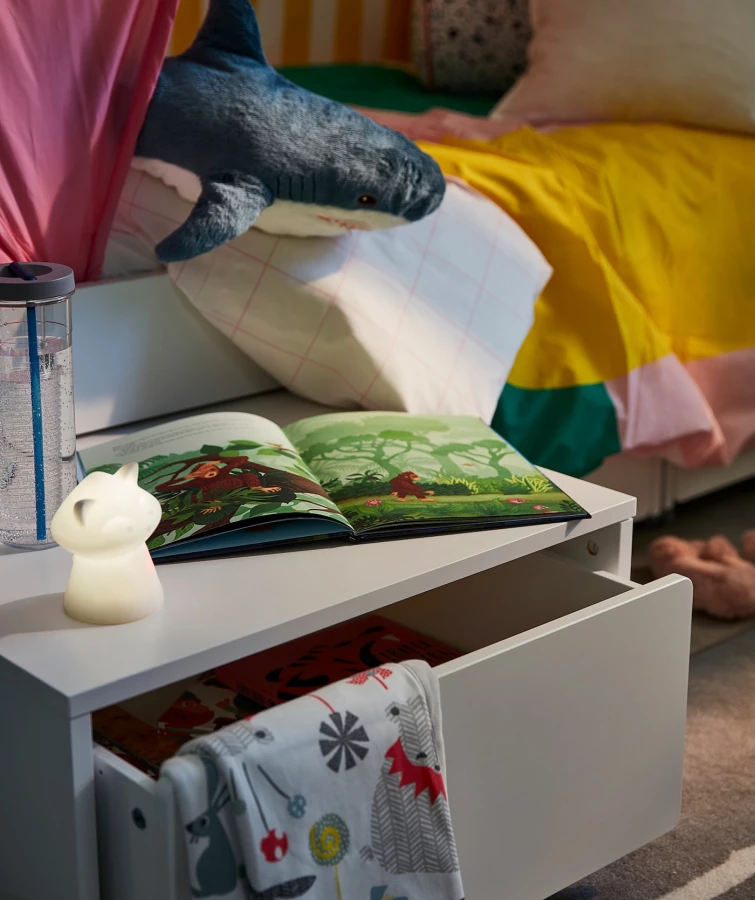Каркас кровати с 3 ящиками - IKEA SLÄKT/LURÖY/SLAKT/LUROY, 200х90 см, белый, СЛЭКТ/ЛУРОЙ ИКЕА (изображение №4)
