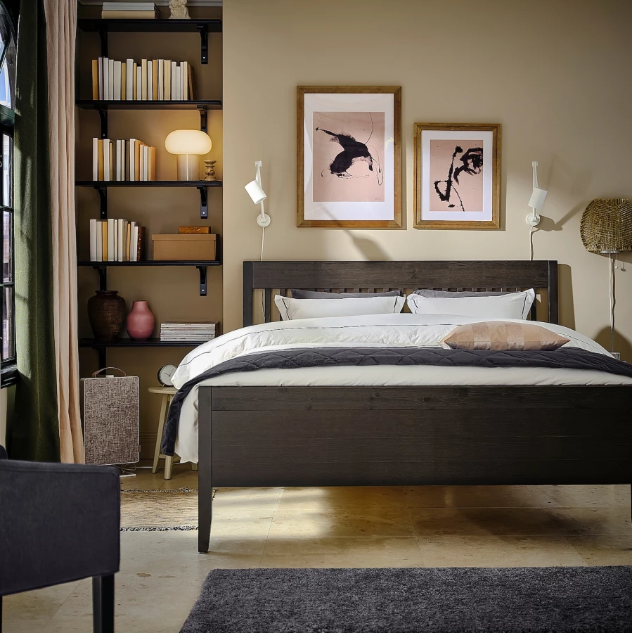 Каркас кровати - IKEA IDANÄS/IDANAS, 200х140 см, темно-коричневый, ИДАНЭС ИКЕА (изображение №2)