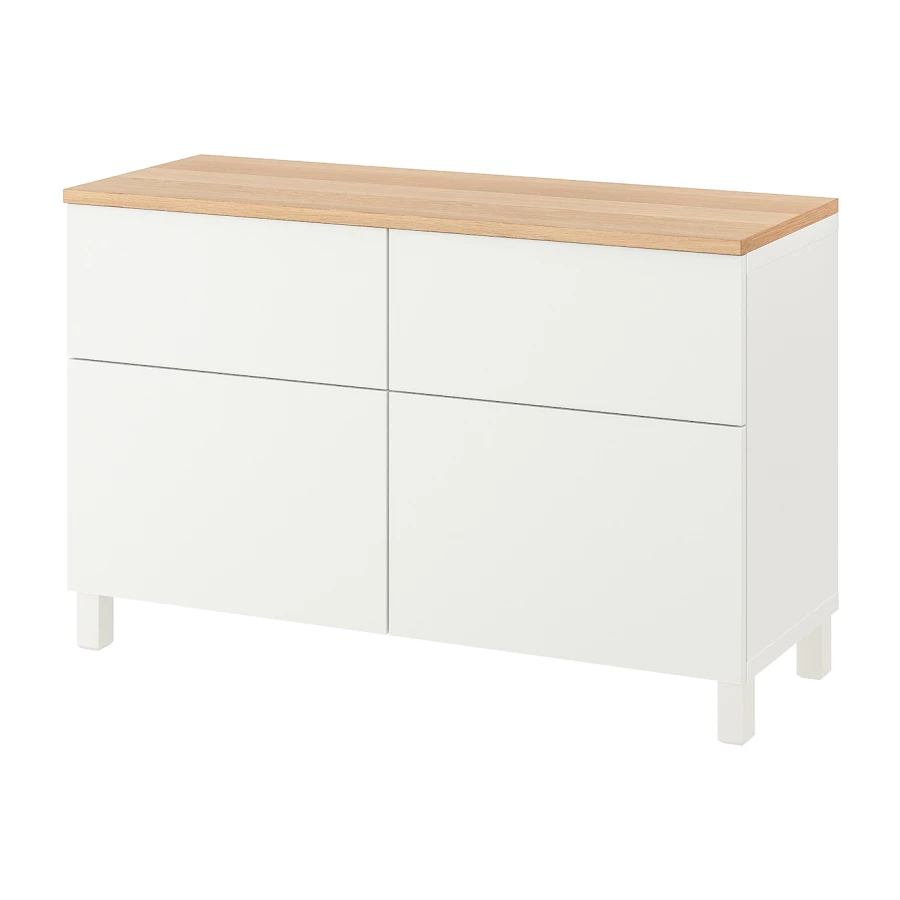 Комбинация для хранения - IKEA BESTÅ/BESTA/БЕСТА/БЕСТО ИКЕА, 120x42x76 см, белый, (изображение №1)