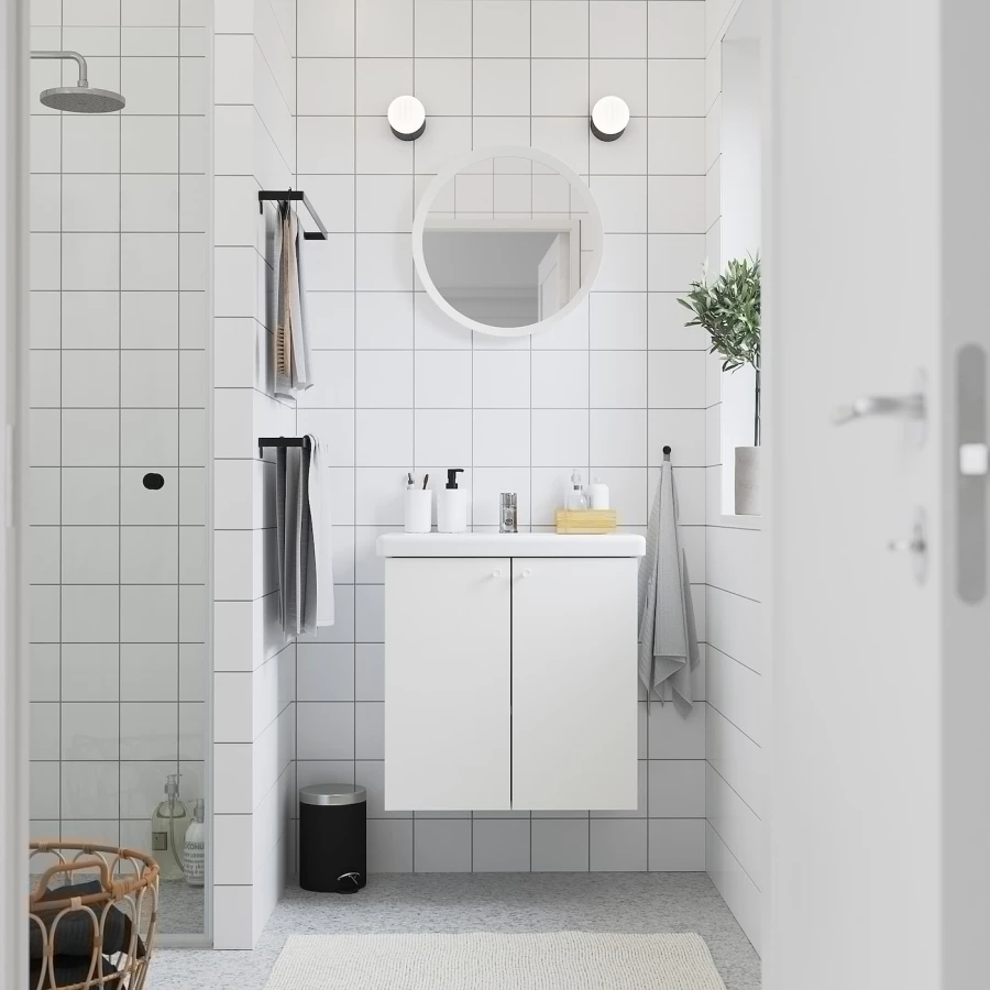Тумба для ванной - ENHET / TVÄLLEN  /TVАLLEN  IKEA/ ЭНХЕТ / ТВЭЛЛЕН ИКЕА,  64х43х65 см , белый (изображение №2)