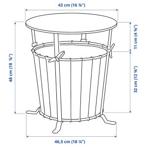 Второе фото. Столик с отделениями для хранения - IKEA ИКЕА ÄNGESBYN, 43х43х48 см, черный/сосна светло-коричневая морилка