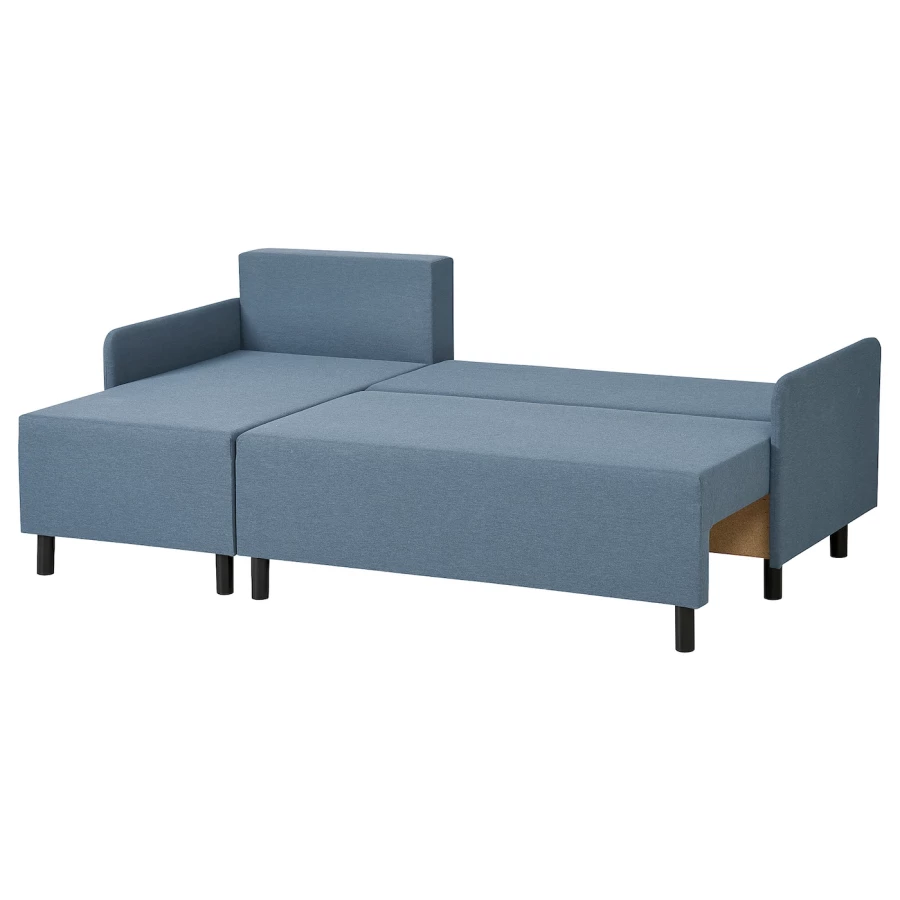 3-местный диван с кушеткой - IKEA BRUKSVARA/БРУКСВАРА ИКЕА, 203х85х80 см, синий (изображение №2)