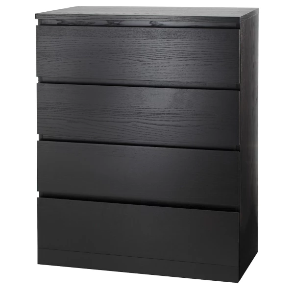 Комод с 4 ящиками - IKEA MALM, 80x100х48 см, черно-коричневый МАЛЬМ ИКЕА