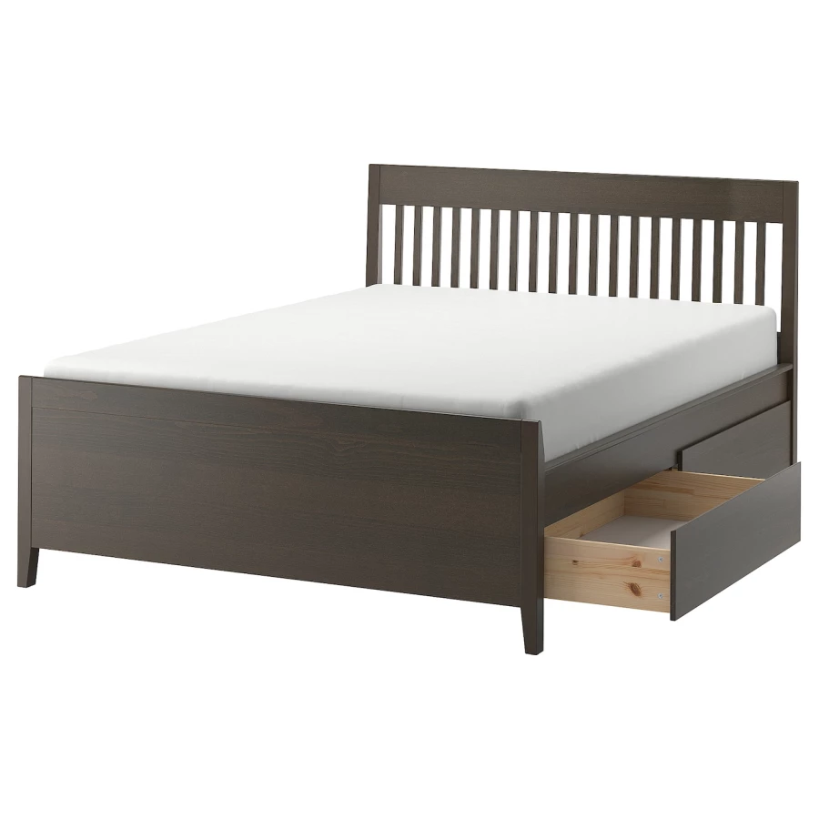 Каркас кровати с ящиками - IKEA IDANÄS/IDANAS, 200х140 см, коричневый, ИДАНЭС ИКЕА (изображение №1)